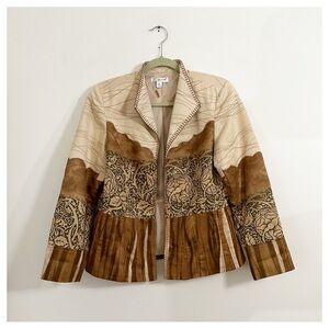 Coldwater Creek Vintage‎ 80's patchwork Tapestry Faux Suede Western Size Small